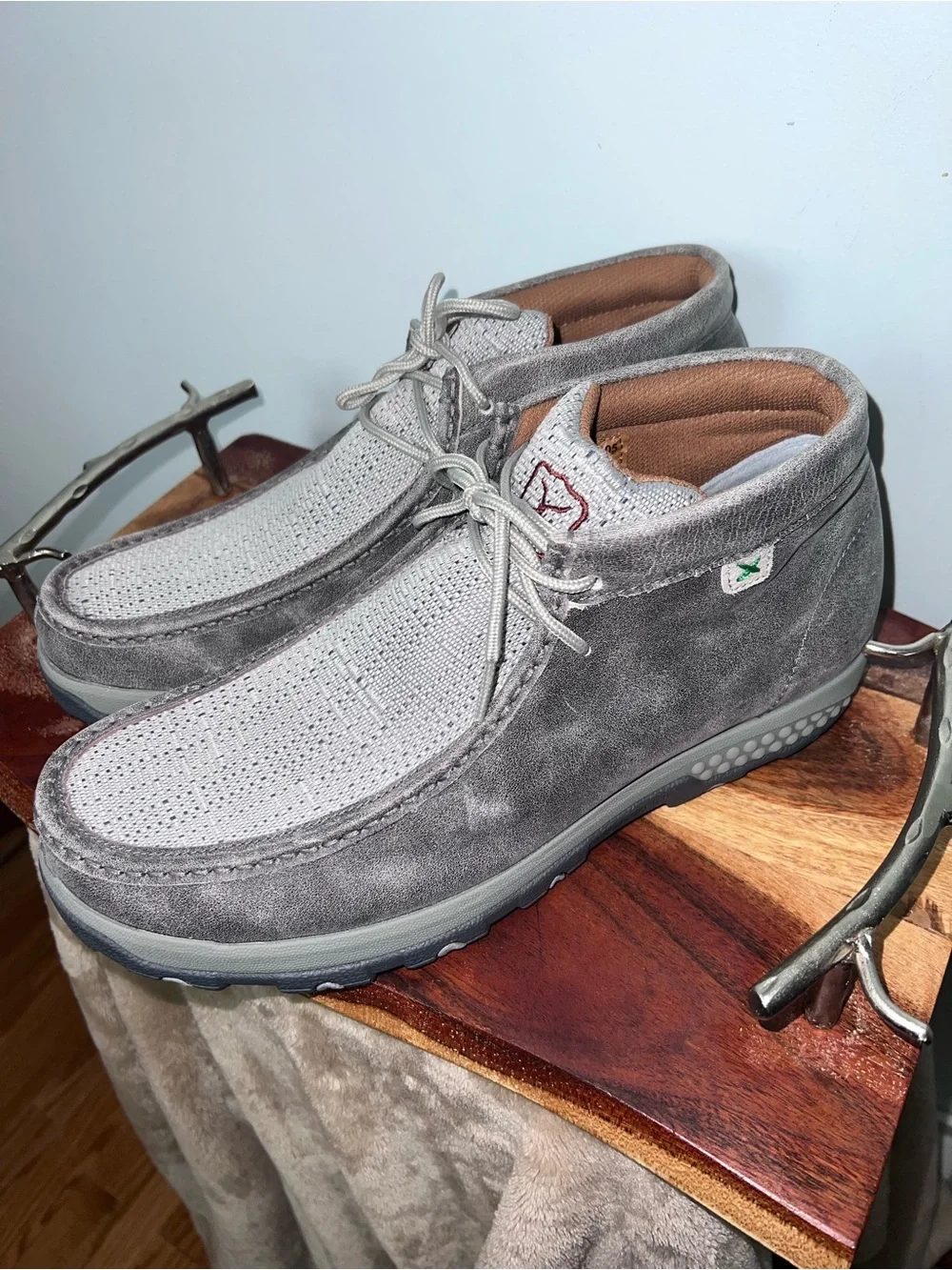 Twisted X MXC0005 Men’s 11.5 W Gray Leather Woven Driving Moc Shoes